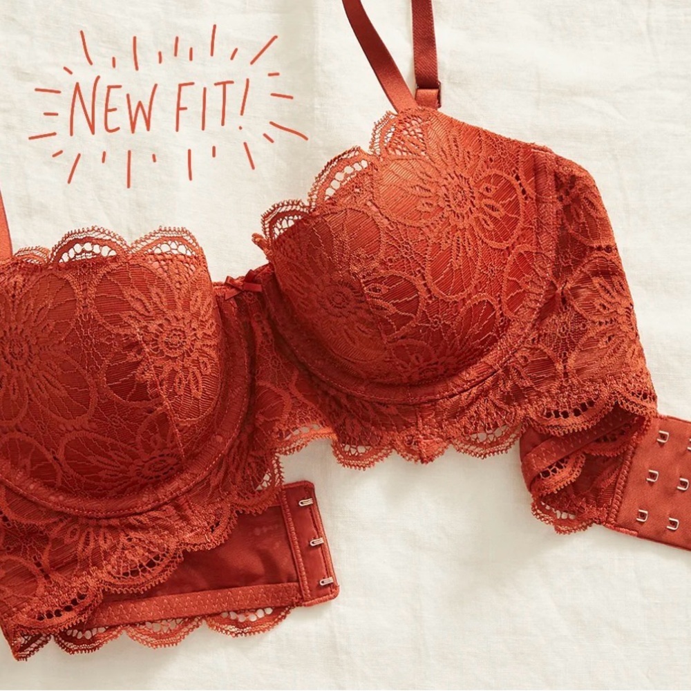 Aerie Real Power Balconette Lightly Lined New Blooms Lace Bra in Jupiter Brown